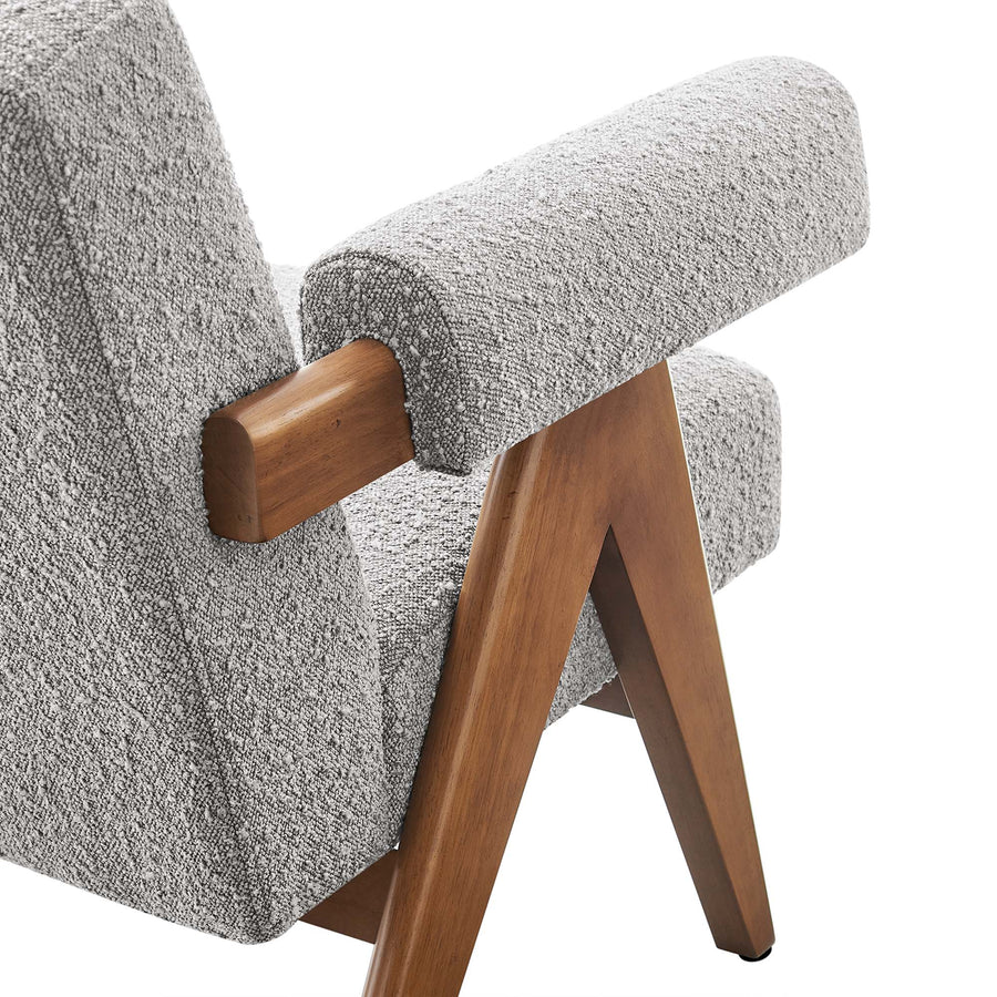 Sable Boucle Fabric Armchair Set of 2 in Light Gray