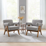 Sable Boucle Fabric Armchair Set of 2 in Light Gray