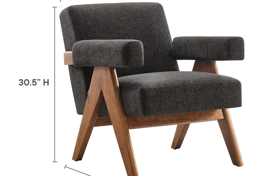 Sable Fabric Armchair Set of 2 in Dark Gray Fabric