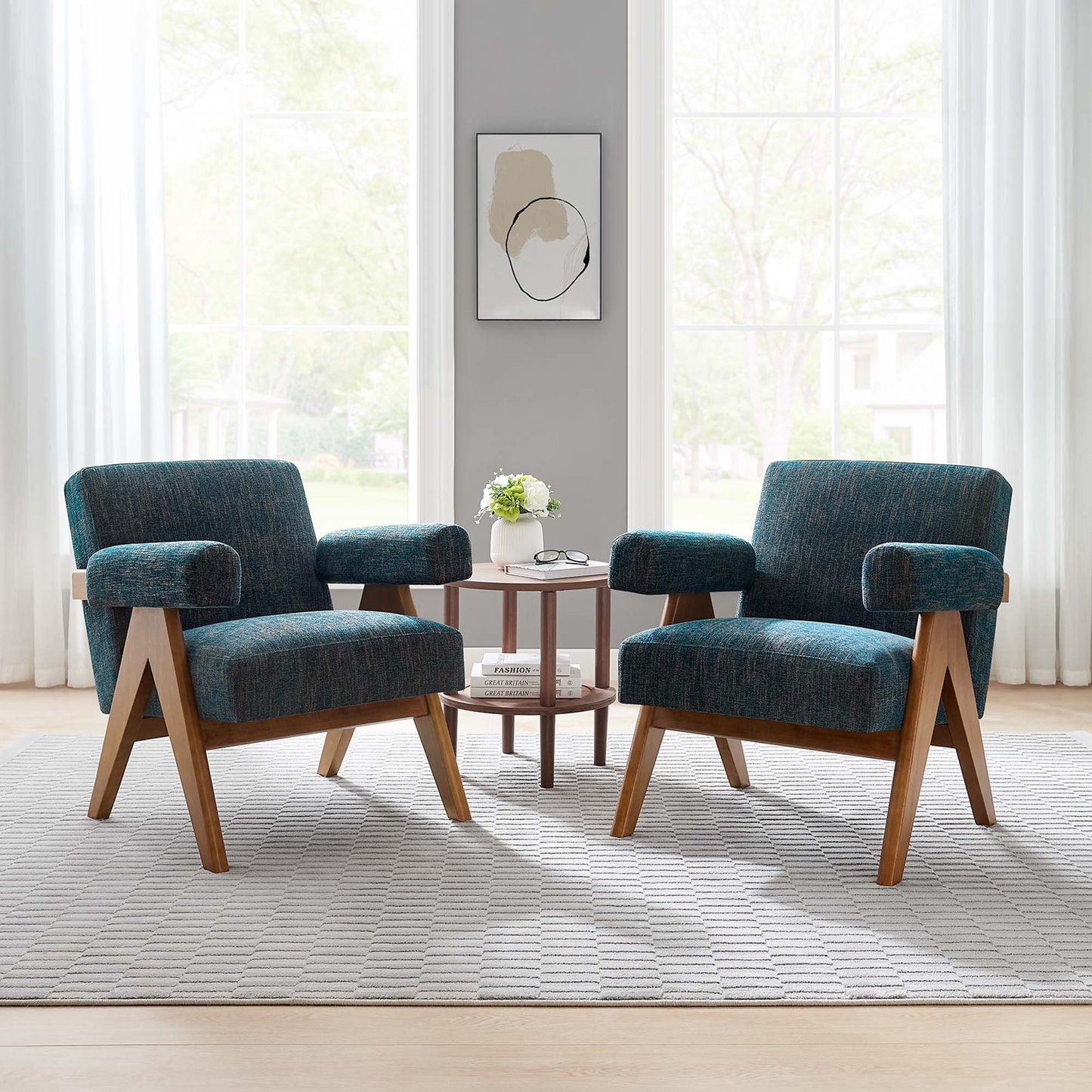 Lyra Fabric Armchair Set of 2 by Furniture For America