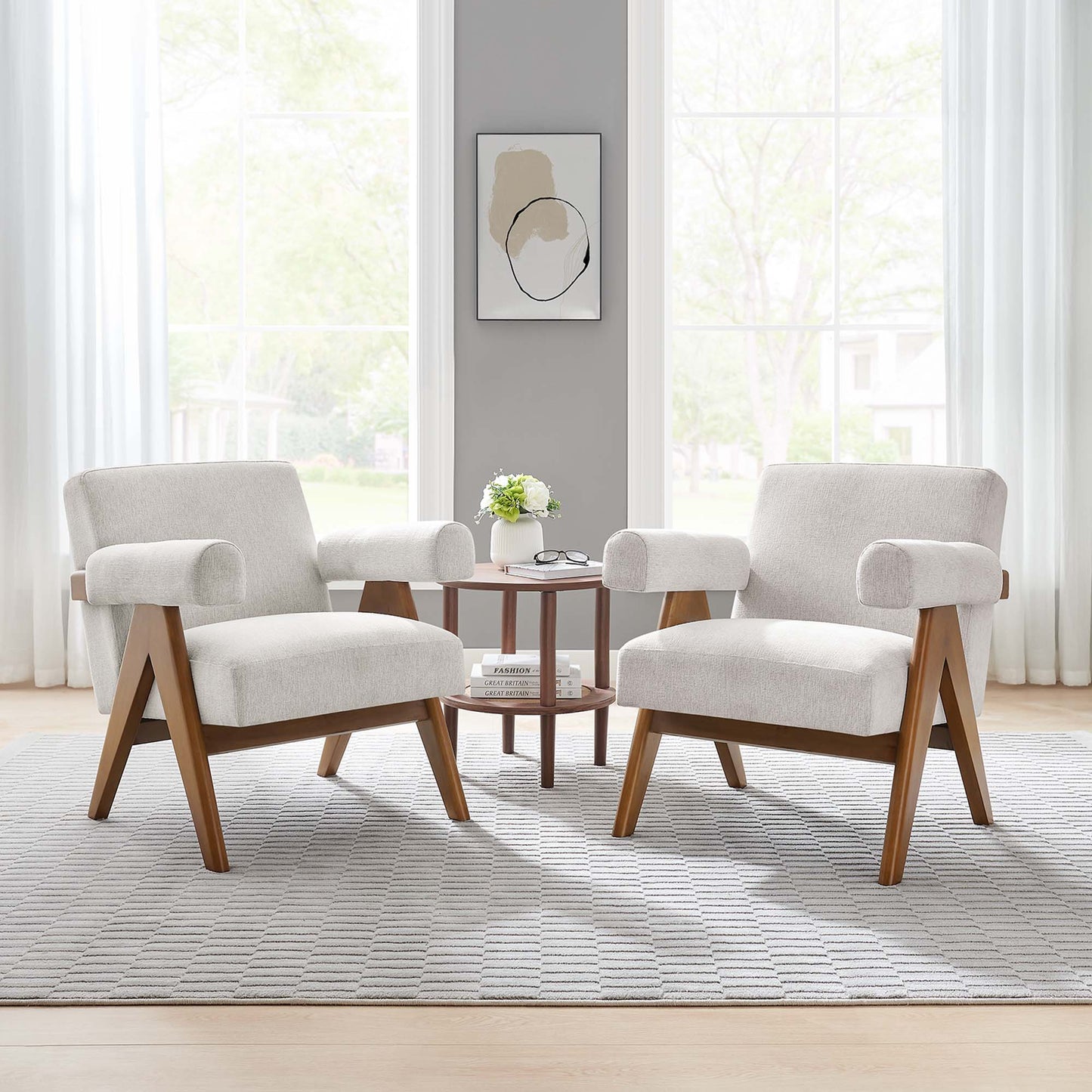 Lyra Fabric Armchair Set of 2 by Furniture For America