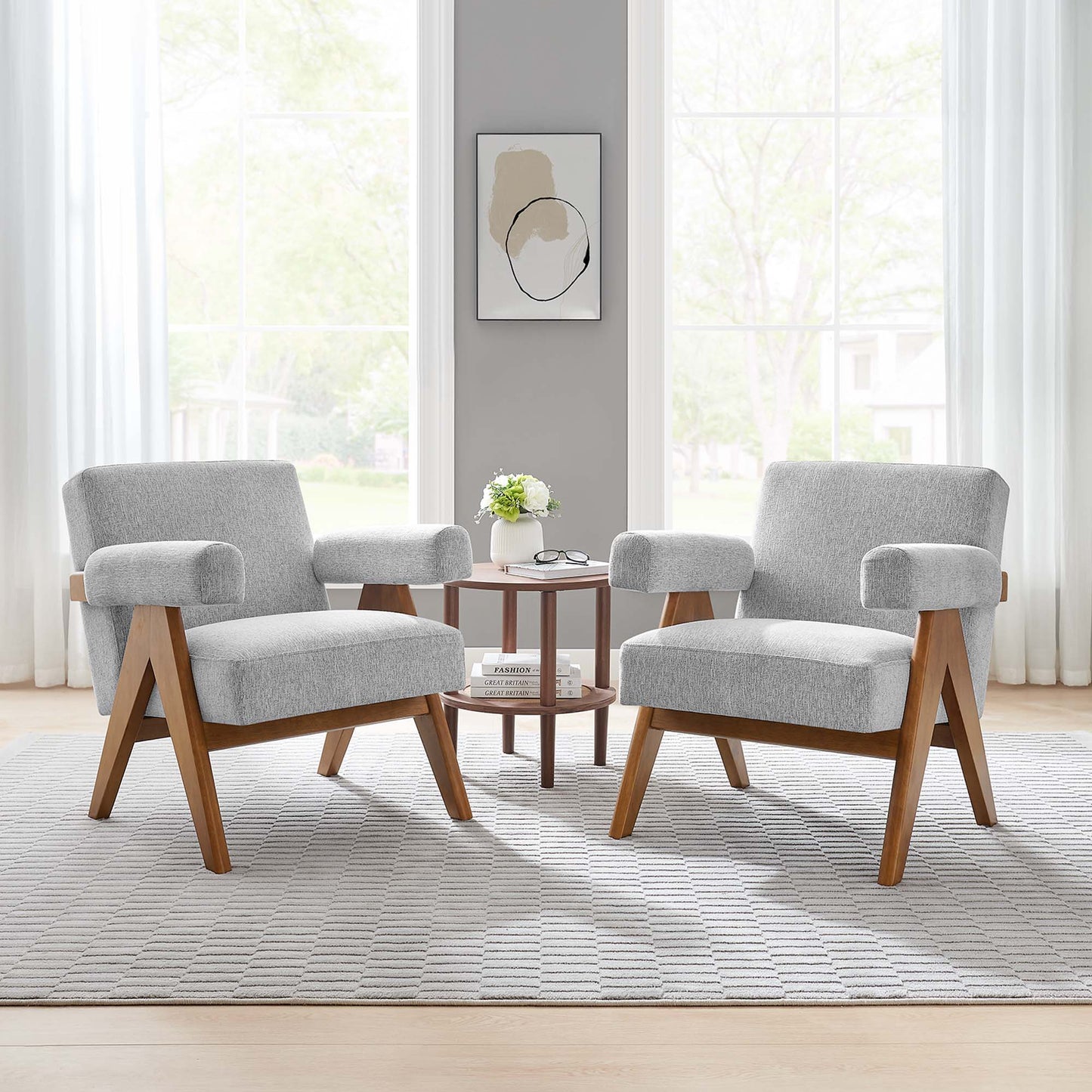 Lyra Fabric Armchair Set of 2 by Furniture For America