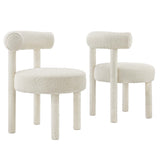 Halcyon Boucle Fabric Dining Chair Set of 2 in Ivory