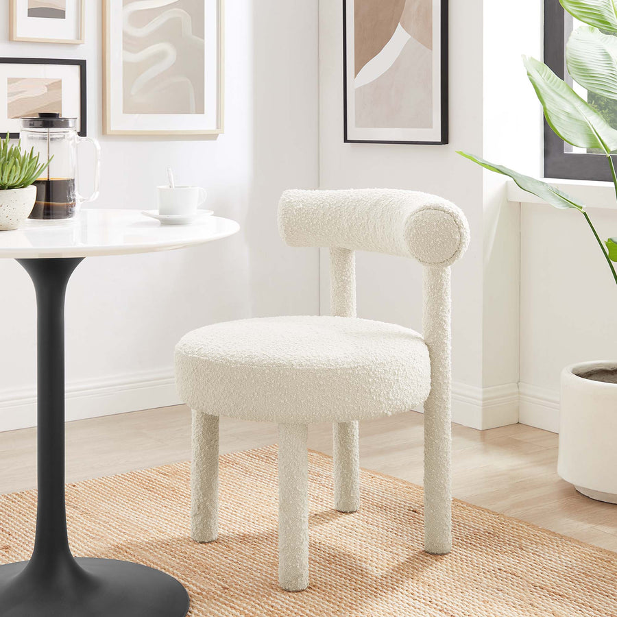Halcyon Boucle Fabric Dining Chair Set of 2 in Ivory