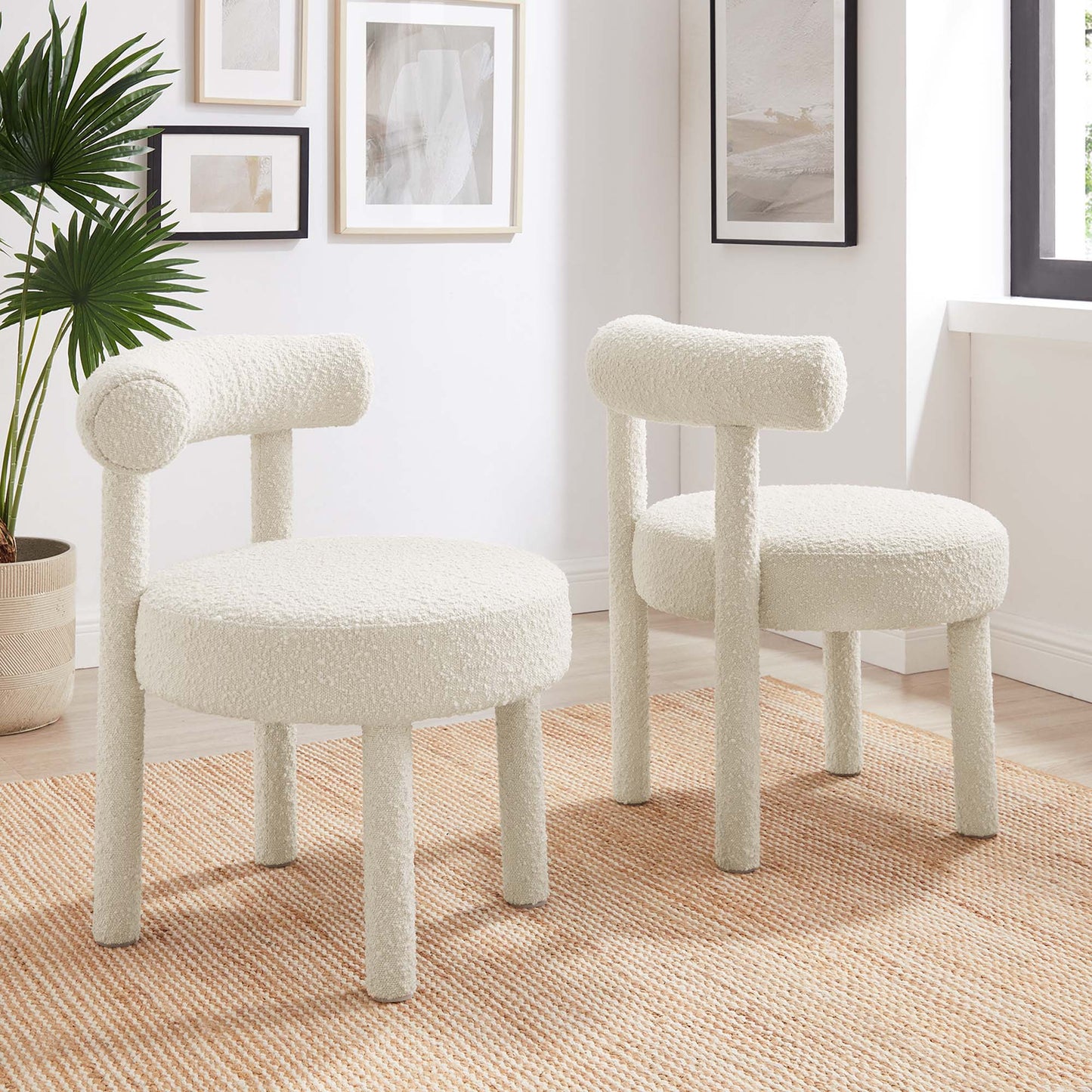 Toulouse Boucle Fabric Dining Chair Set of 2 by Furniture for America