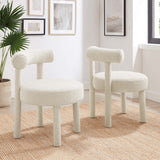Halcyon Boucle Fabric Dining Chair Set of 2 in Ivory