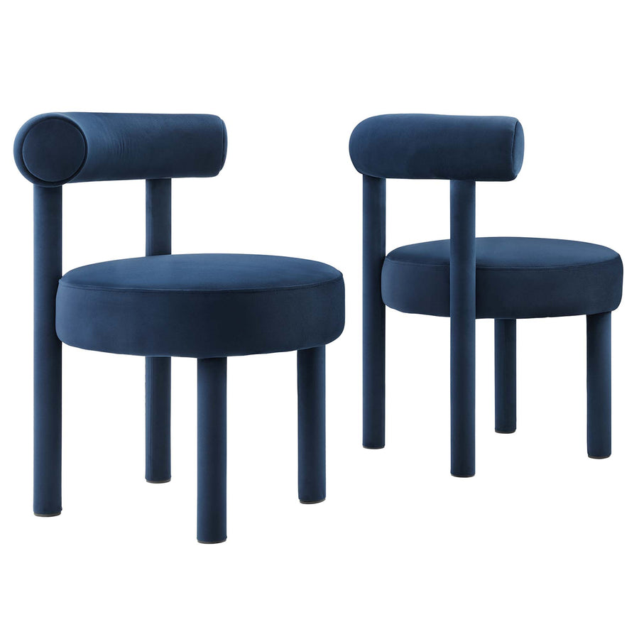 Halcyon Performance Velvet Dining Chair Set of 2 in Midnight Blue