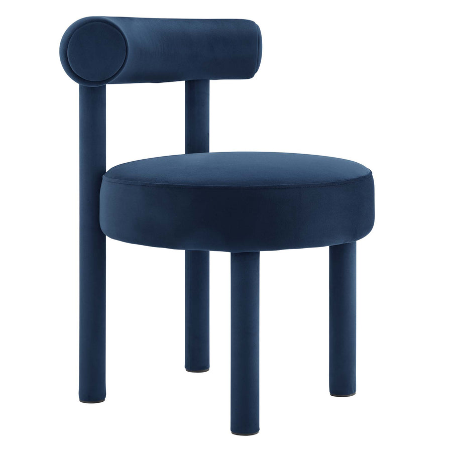 Halcyon Performance Velvet Dining Chair Set of 2 in Midnight Blue