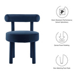 Halcyon Performance Velvet Dining Chair Set of 2 in Midnight Blue