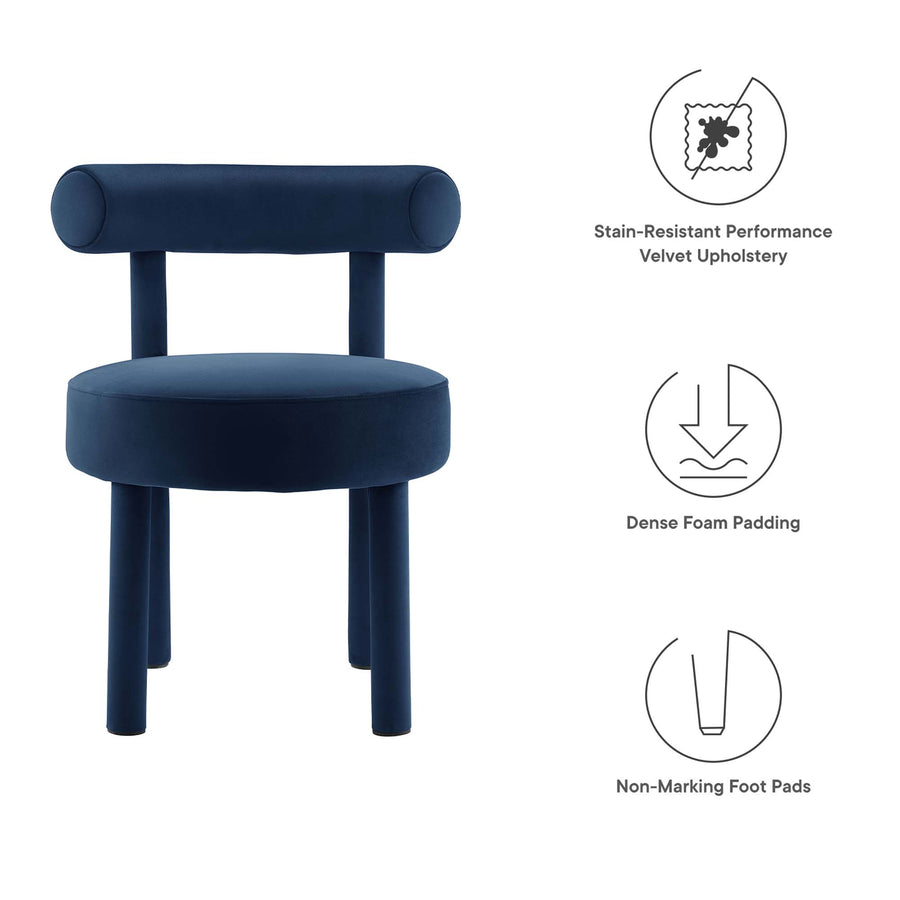 Halcyon Performance Velvet Dining Chair Set of 2 in Midnight Blue