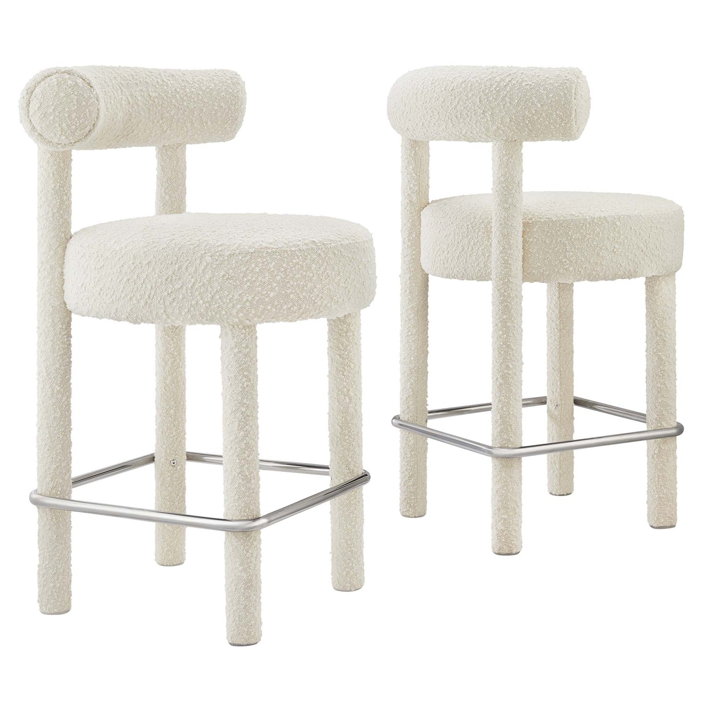 Toulouse Boucle Fabric Counter Stool Set of 2 by Furniture For America