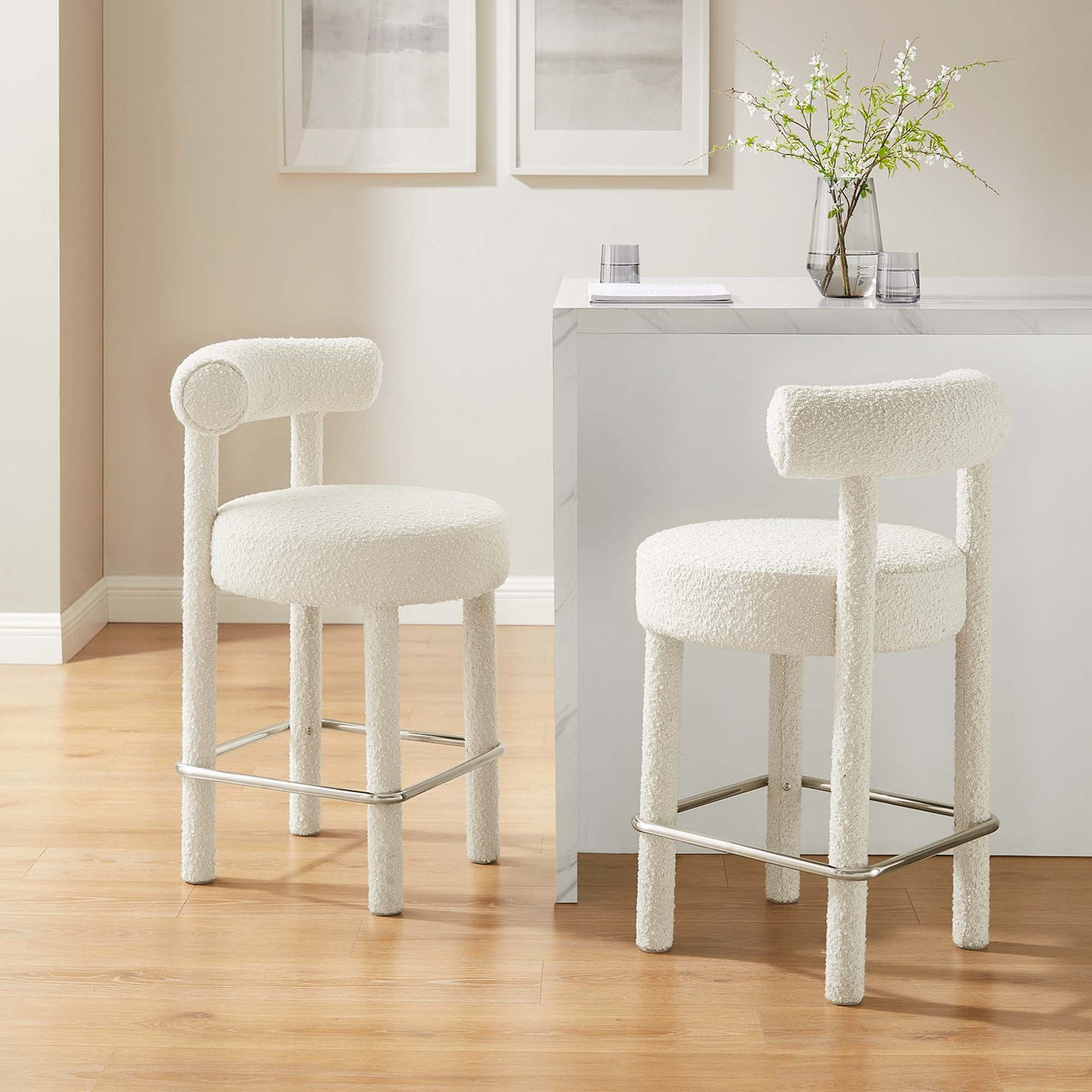 Toulouse Boucle Fabric Counter Stool Set of 2 by Furniture For America