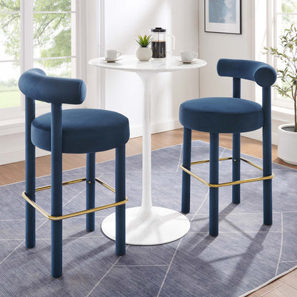 Toulouse Performance Velvet Bar Stool Set of 2 by Furniture For America