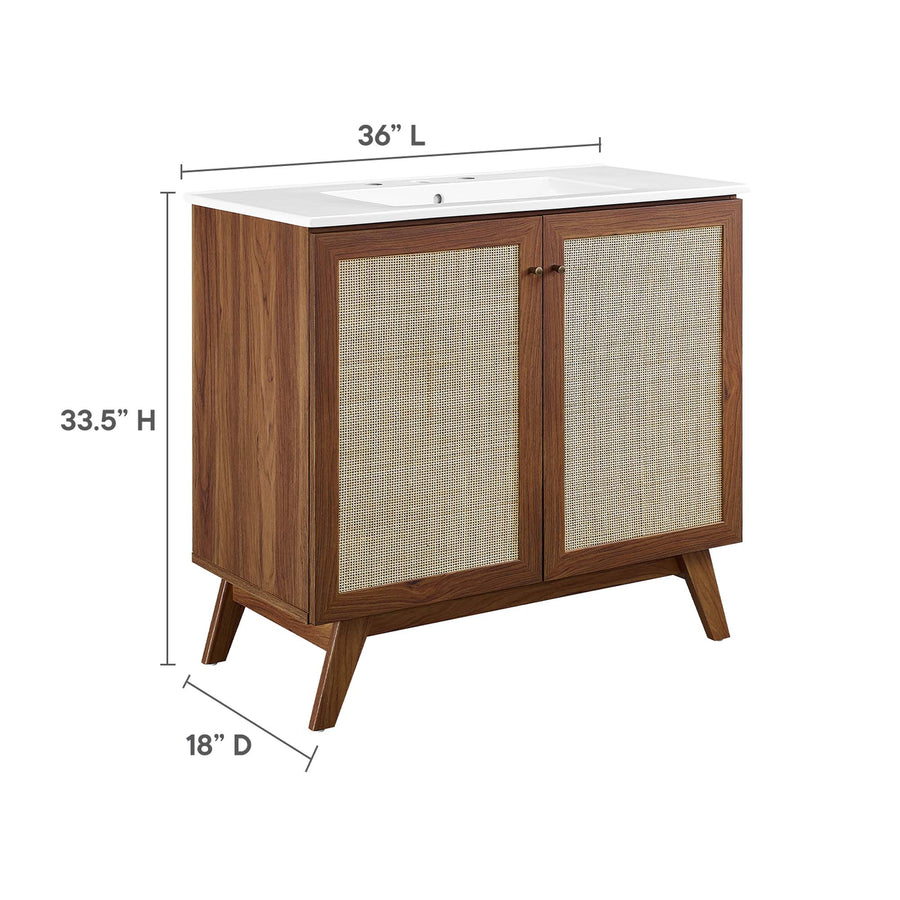 Wren 36" Bathroom Vanity in Walnut White