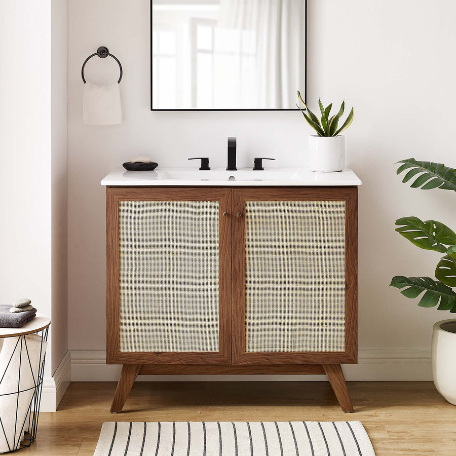 Wren 36" Bathroom Vanity in Walnut White