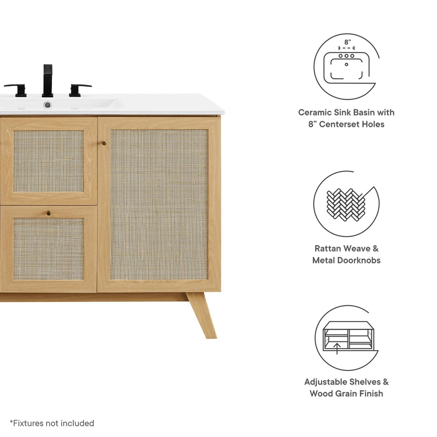 Wren 48" Single Sink Bathroom Vanity in Oak White