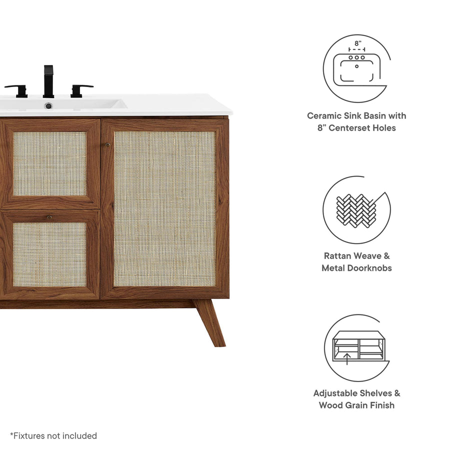 Wren 48" Single Sink Bathroom Vanity in Walnut White