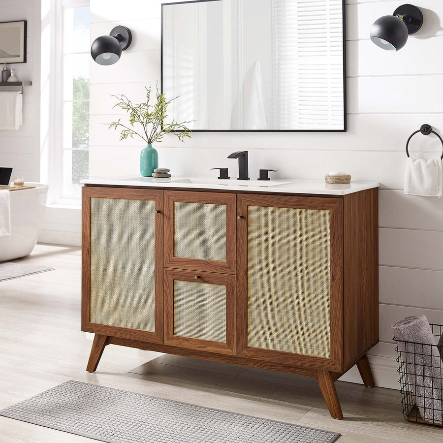 Wren 48" Single Sink Bathroom Vanity in Walnut White