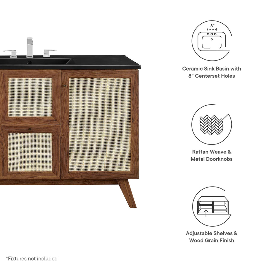 Wren 48" Single Sink Bathroom Vanity in Walnut Black