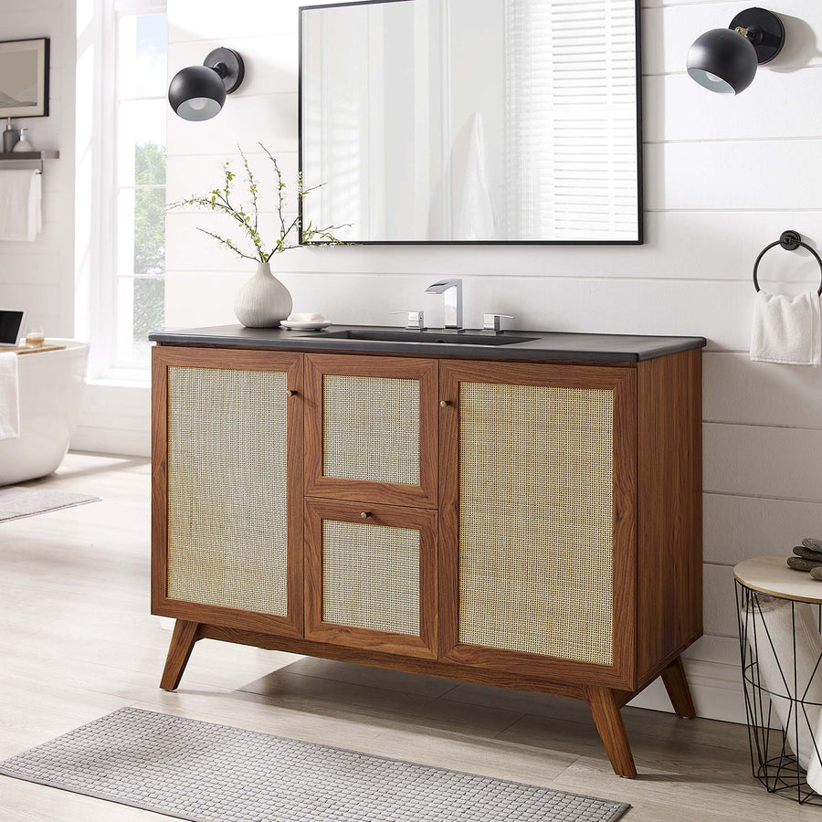 Wren 48" Single Sink Bathroom Vanity in Walnut Black