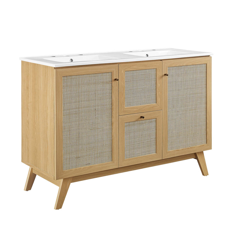 Wren 48" Double Sink Bathroom Vanity in Oak White