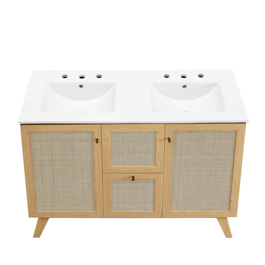 Wren 48" Double Sink Bathroom Vanity in Oak White
