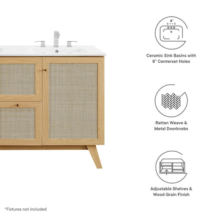 Soma 48" Double Sink Bathroom Vanity in Oak White