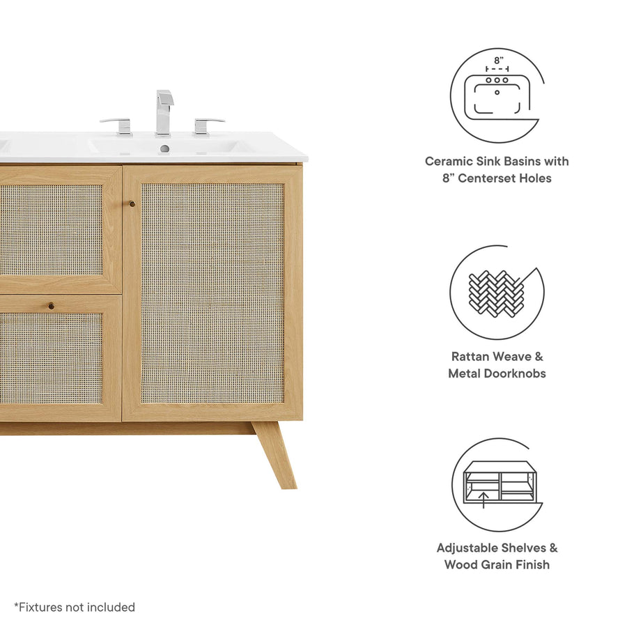 Wren 48" Double Sink Bathroom Vanity in Oak White
