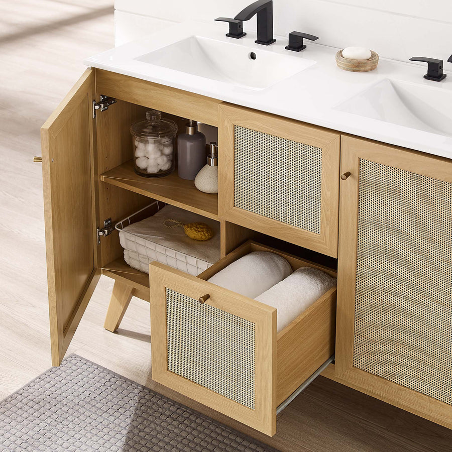 Wren 48" Double Sink Bathroom Vanity in Oak White