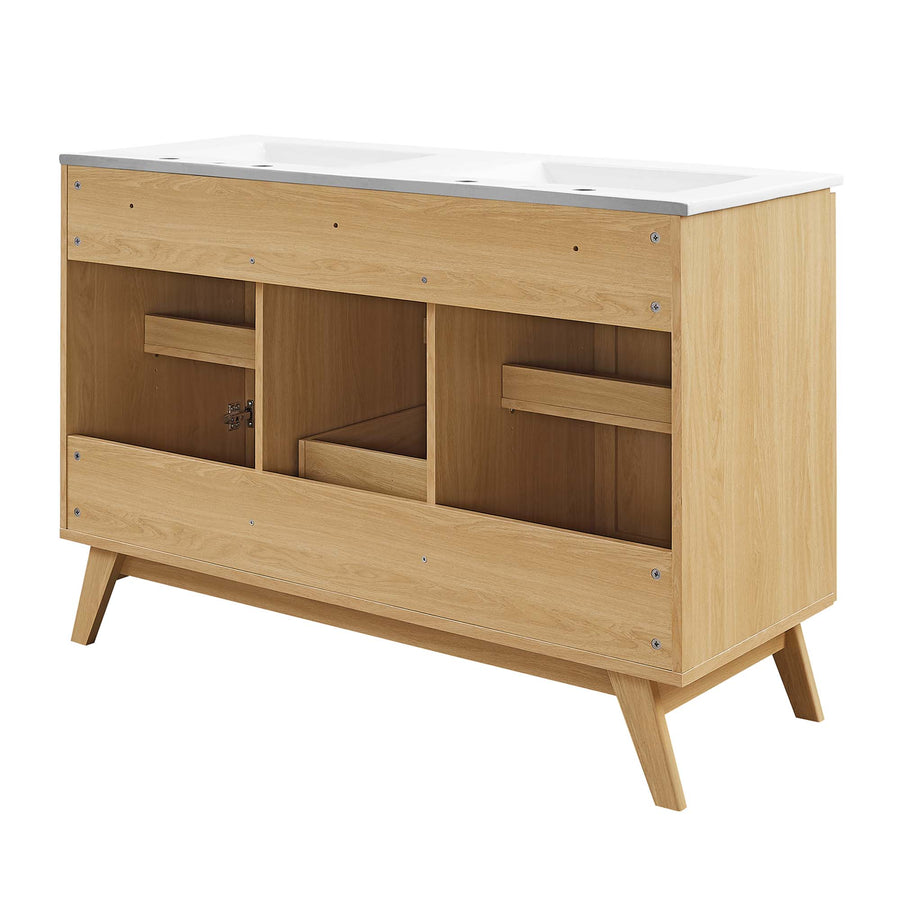 Wren 48" Double Sink Bathroom Vanity in Oak White