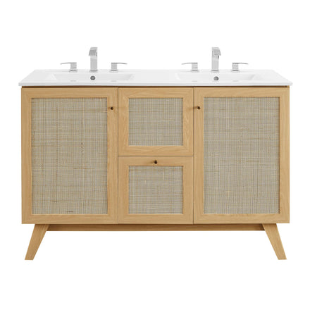 Soma 48" Double Sink Bathroom Vanity in Oak White