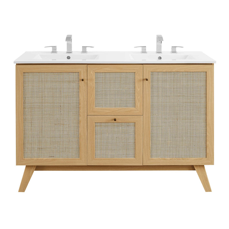 Wren 48" Double Sink Bathroom Vanity in Oak White