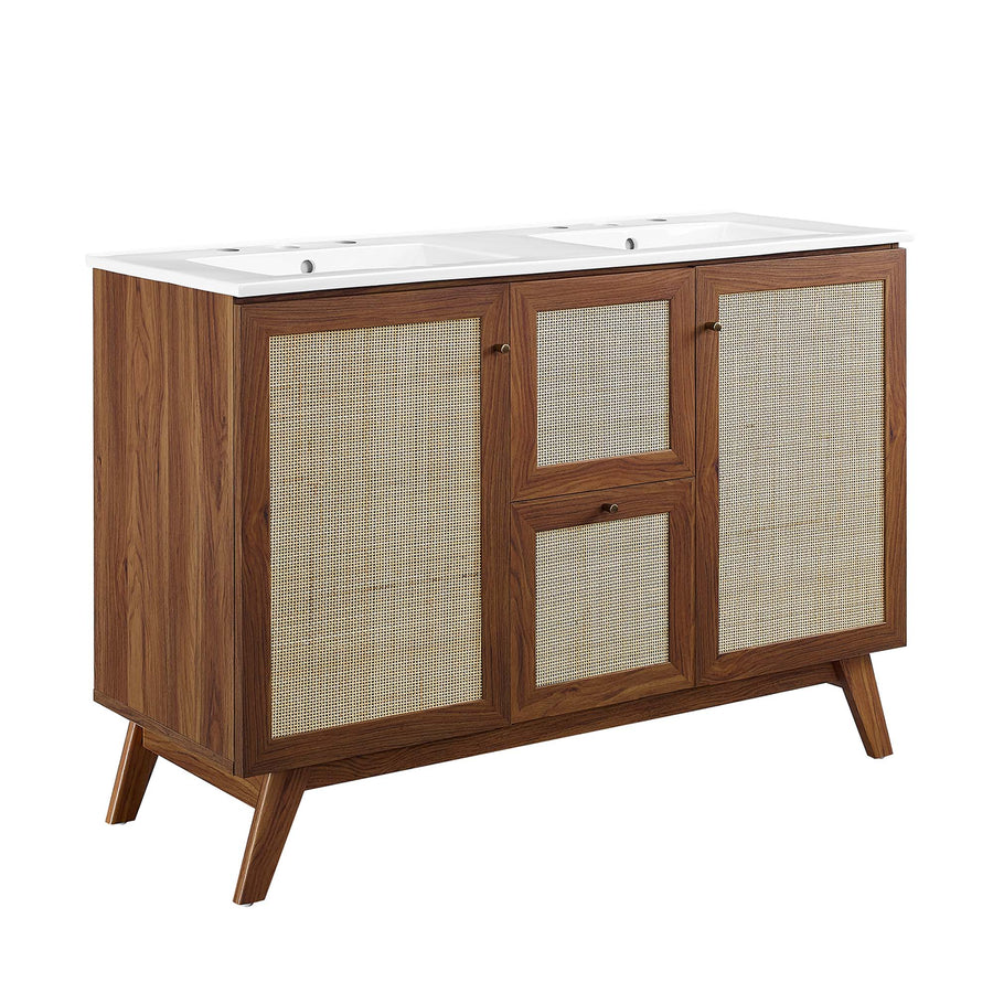 Wren 48" Double Sink Bathroom Vanity in Walnut White