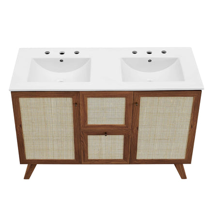 Soma 48" Double Sink Bathroom Vanity in Walnut White