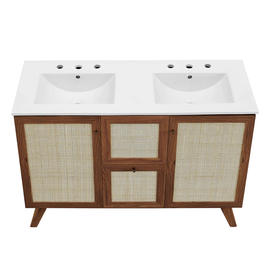 Wren 48" Double Sink Bathroom Vanity in Walnut White