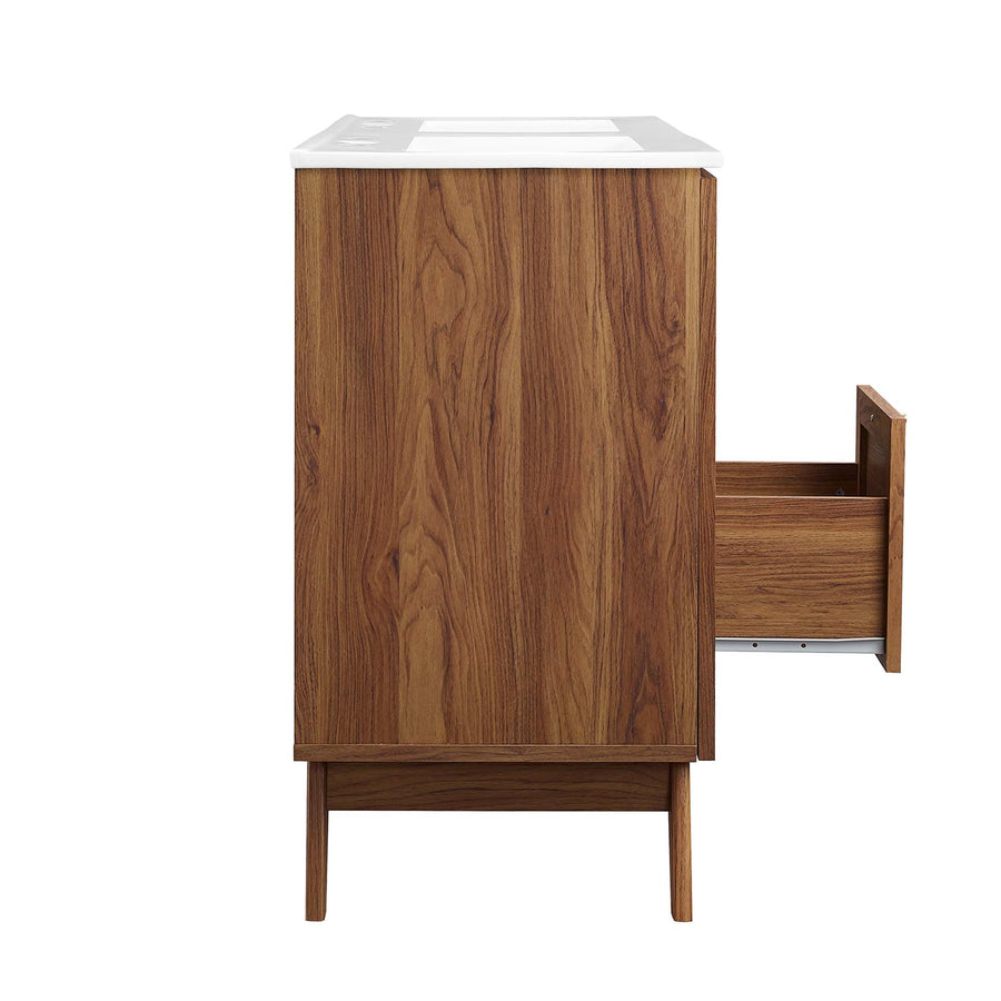 Wren 48" Double Sink Bathroom Vanity in Walnut White