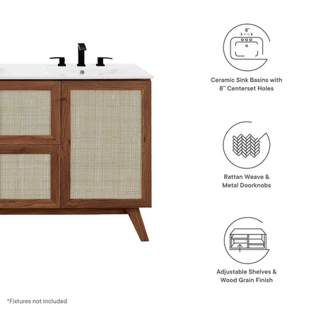 Soma 48" Double Sink Bathroom Vanity in Walnut White