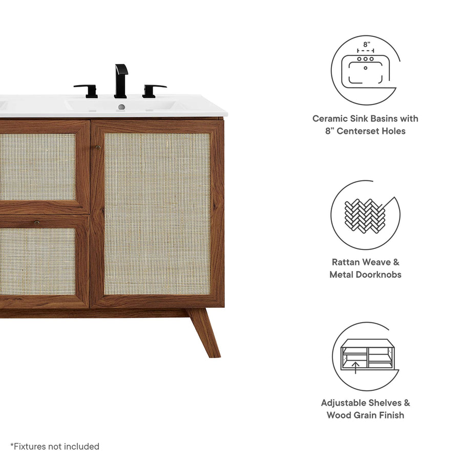 Wren 48" Double Sink Bathroom Vanity in Walnut White