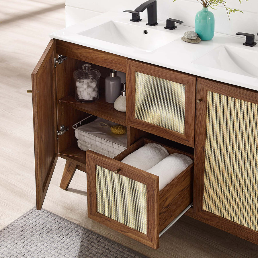 Wren 48" Double Sink Bathroom Vanity in Walnut White