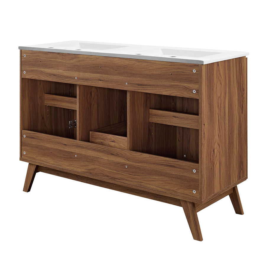 Wren 48" Double Sink Bathroom Vanity in Walnut White