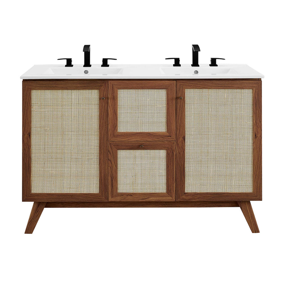 Wren 48" Double Sink Bathroom Vanity in Walnut White