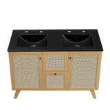 Wren 48" Double Sink Bathroom Vanity in Oak Black