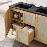 Wren 48" Double Sink Bathroom Vanity in Oak Black