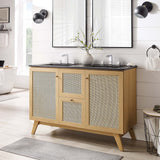 Wren 48" Double Sink Bathroom Vanity in Oak Black