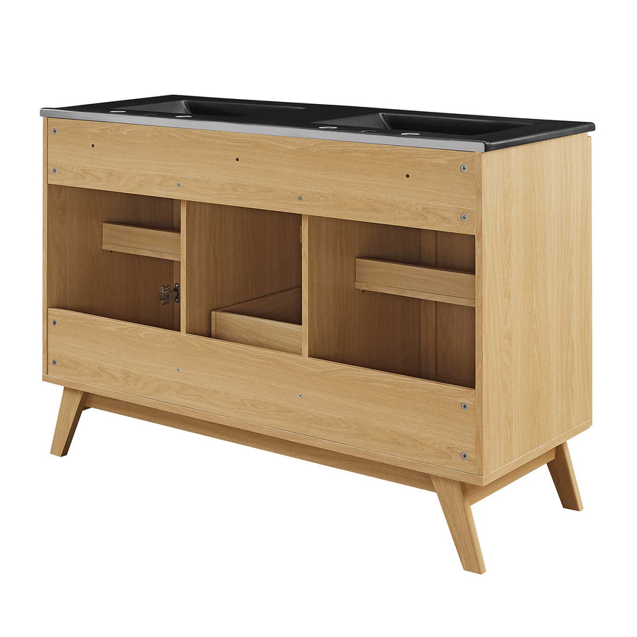 Wren 48" Double Sink Bathroom Vanity in Oak Black