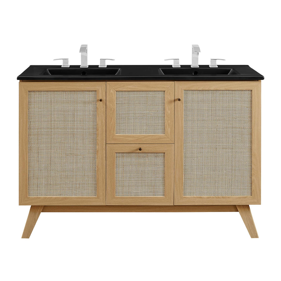 Wren 48" Double Sink Bathroom Vanity in Oak Black