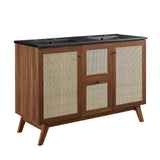 Wren 48" Double Sink Bathroom Vanity in Walnut Black