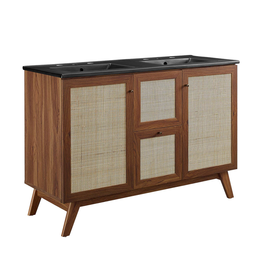 Wren 48" Double Sink Bathroom Vanity in Walnut Black