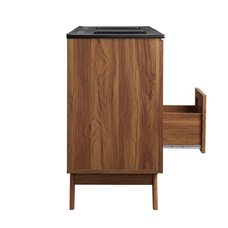 Wren 48" Double Sink Bathroom Vanity in Walnut Black
