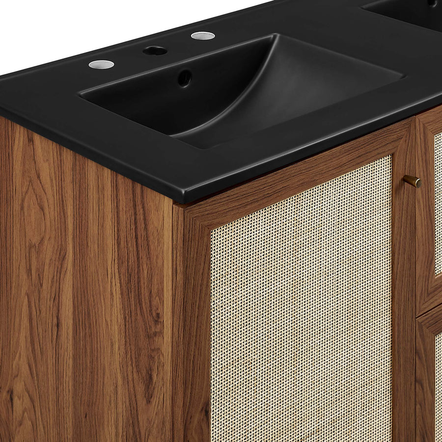 Wren 48" Double Sink Bathroom Vanity in Walnut Black
